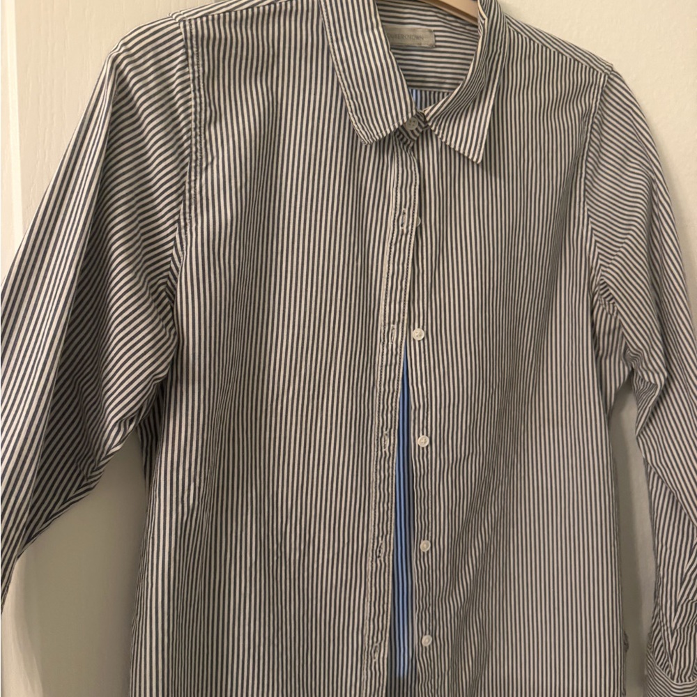 Outerknown Blue and White Striped Button Down Shirt